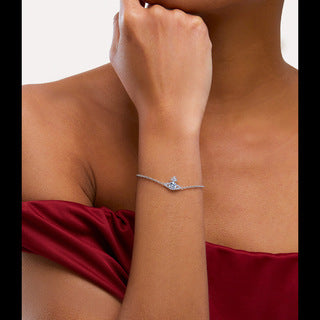 Vivienne Westwood ISMENE track full diamond zircon silver bracelet European and American style