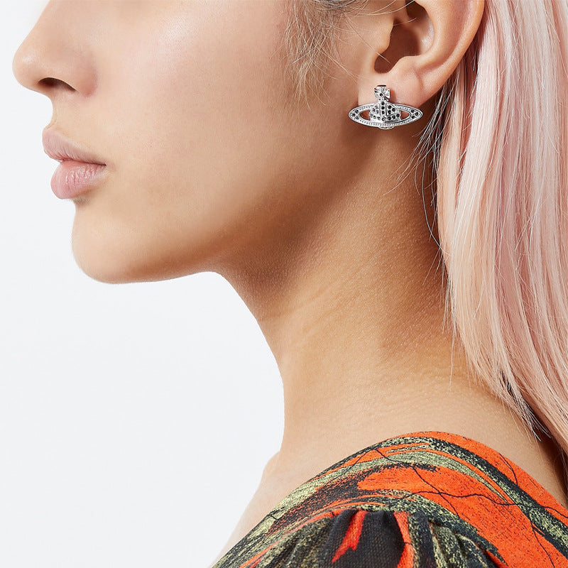 Vivienne Westwood full diamond eardrops Diamond Punk small luxury all-matching