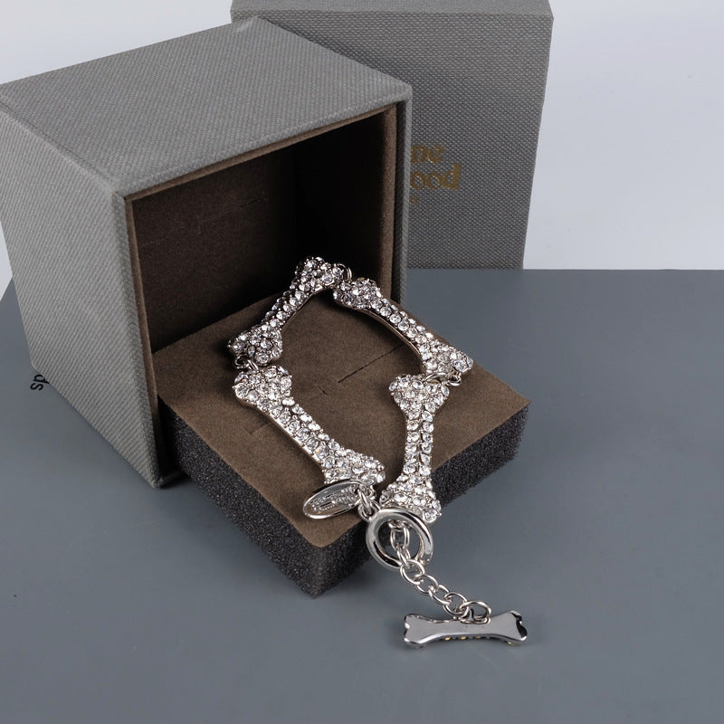 Vivienne Westwood full diamond four bones bracelet personalized minority high sense