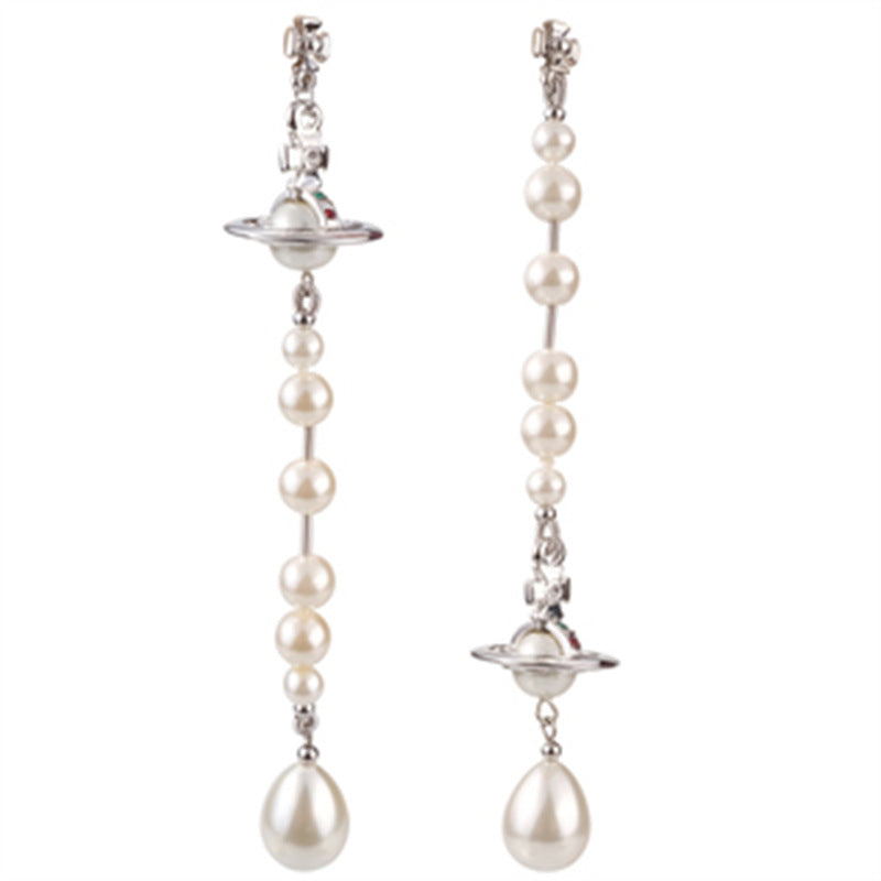 Vivienne Westwood asymmetric broken pearl earrings three-dimensional earrings