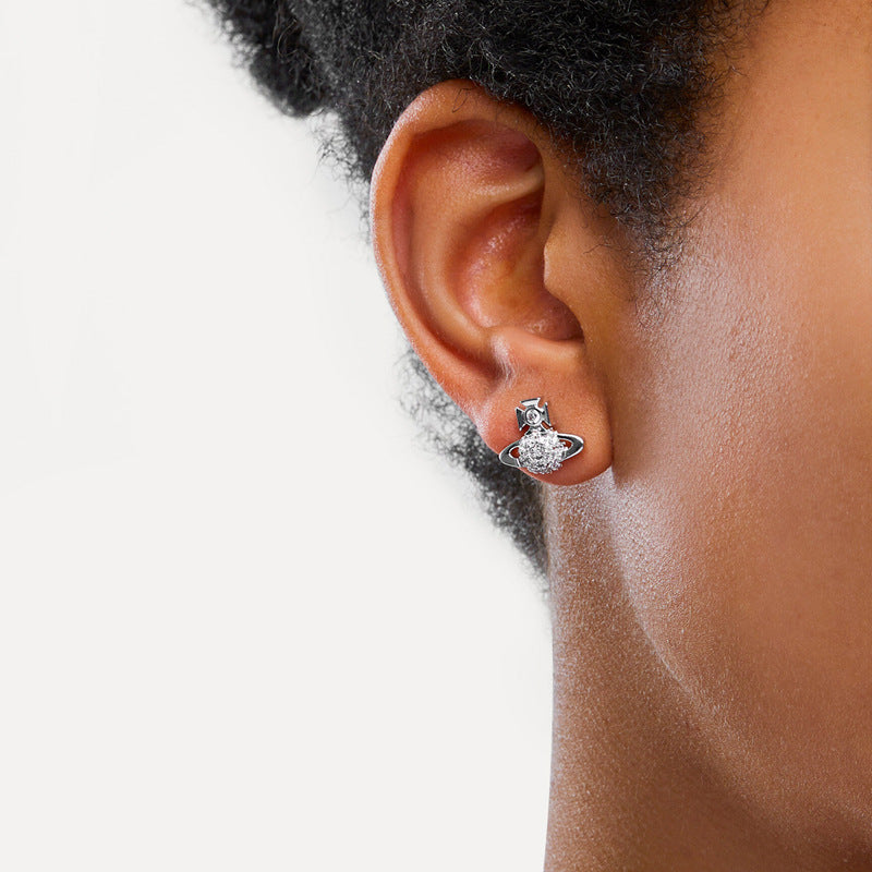 Vivienne Westwood DONNA dandelion earrings silver full diamond high-grade accessories