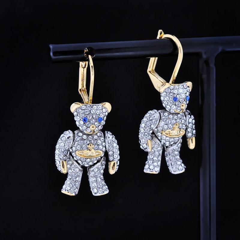 Vivienne Westwood TEDDY small activity bear earrings ins niche temperament