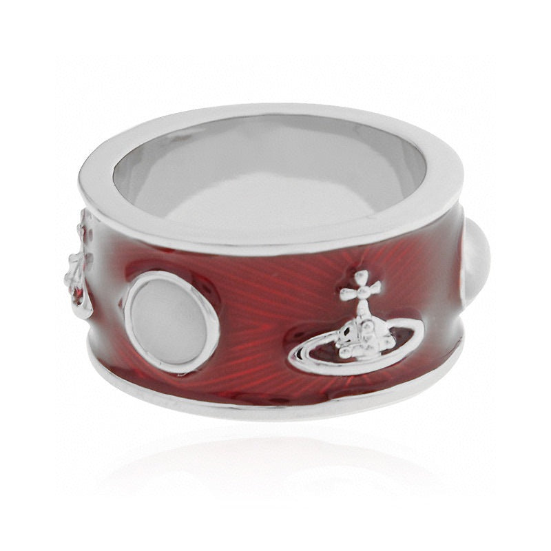 Vivienne Westwood King couple ring gold and silver color paint inlaid Opal