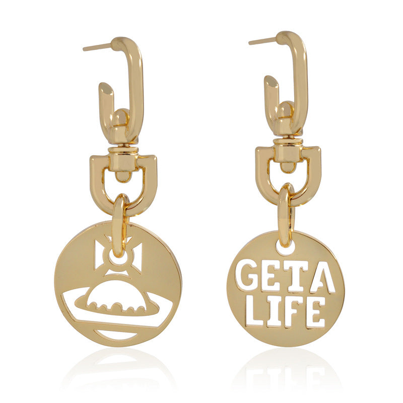 Vivienne Westwood hollow brand earrings personality European and American punk