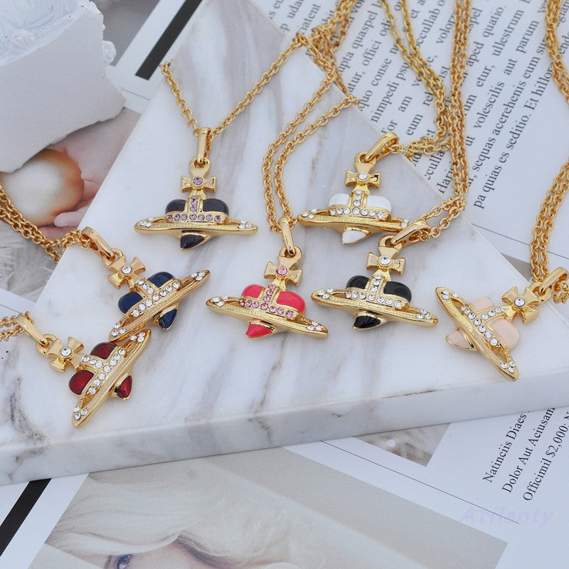 Vivienne Westwood heart shape clavicle paint necklace small personality European and American punk
