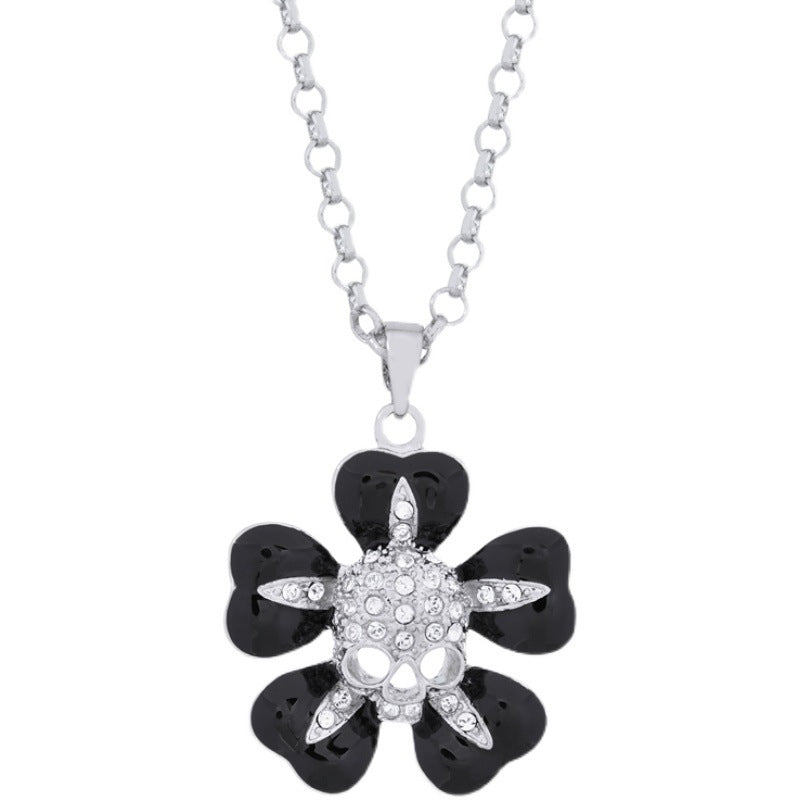 Vivienne Westwood five petal flower paint skull necklace European and American Instagram mesh Red fashion