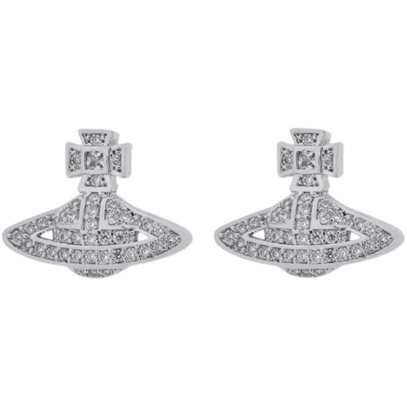 Vivienne Westwood luxury romantic fine zircon-embedded earrings