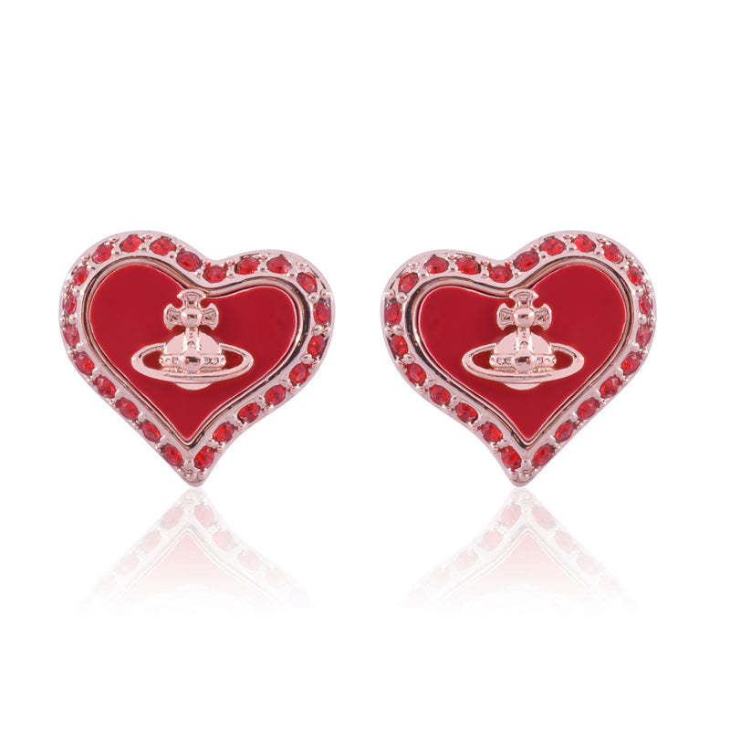 Vivienne Westwood love fritillary ear studs sweet style delicate earrings trendy