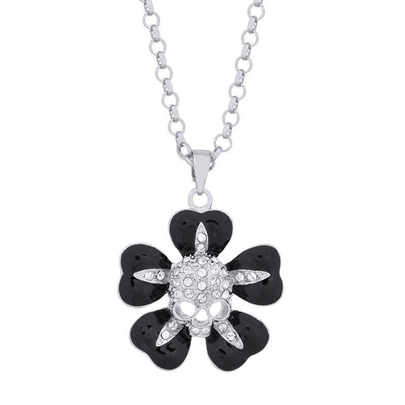 Vivienne Westwood five petal flower paint skull necklace European and American Instagram mesh Red fashion