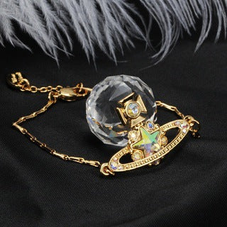 Vivienne Westwood gold-plated fire color five-pointed star bracelet European and American punk ins high sense
