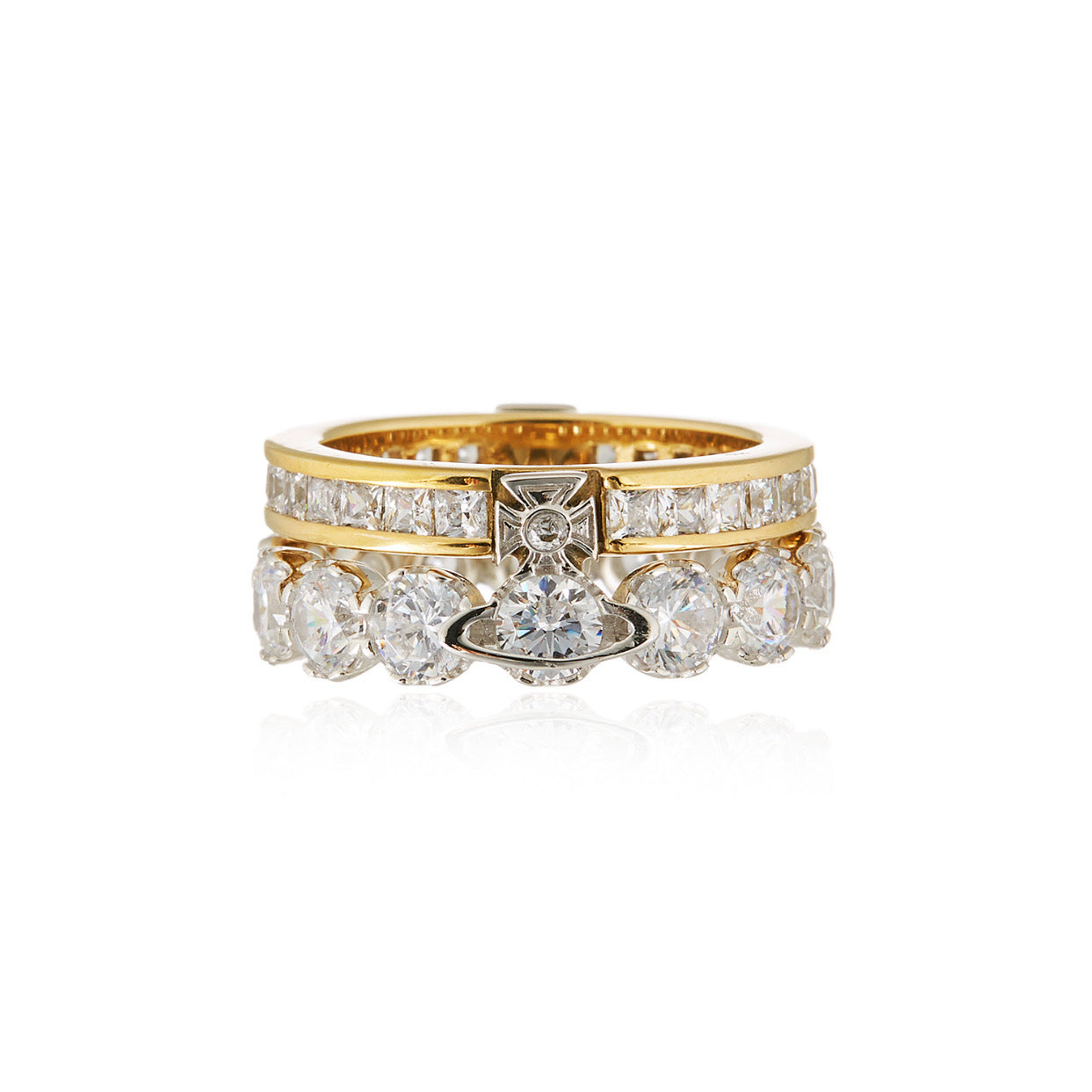 Vivienne Westwood double-layer flash diamond ring high-grade luxury detachable