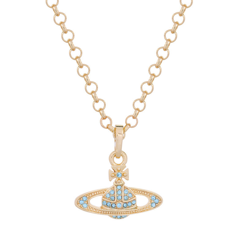 Vivienne Westwood full diamond pendant necklace ins niche temperament