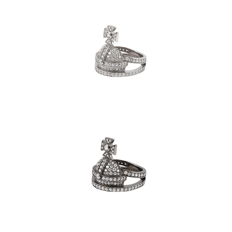Vivienne Westwood diamond inlaid crown ring versatile high-end