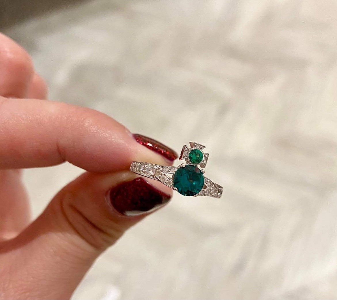 Vivienne Westwood ISMENE full diamond ring ins style advanced sense