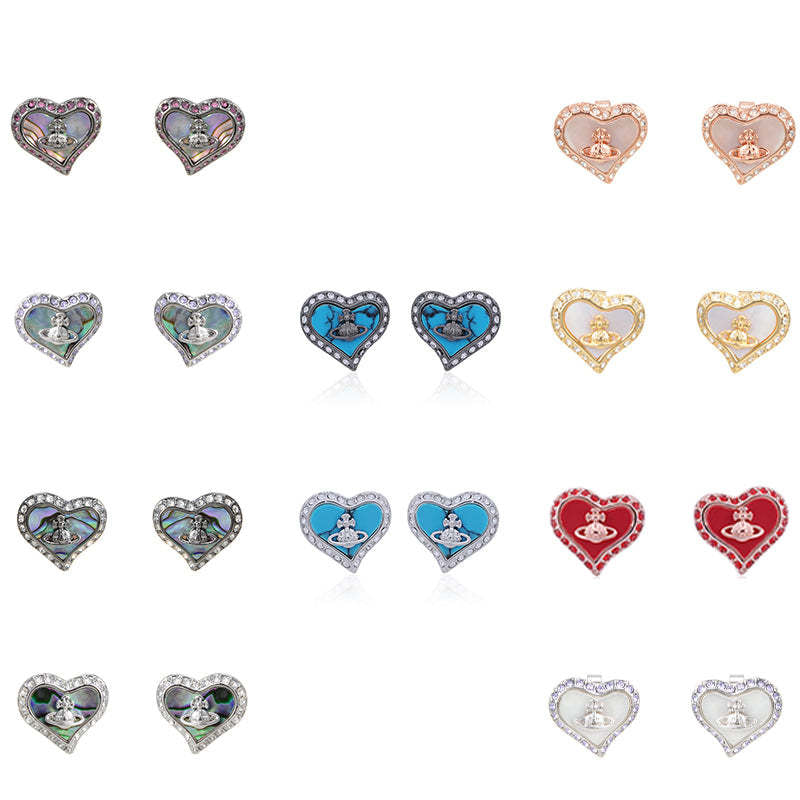 Vivienne Westwood love fritillary ear studs sweet style delicate earrings trendy