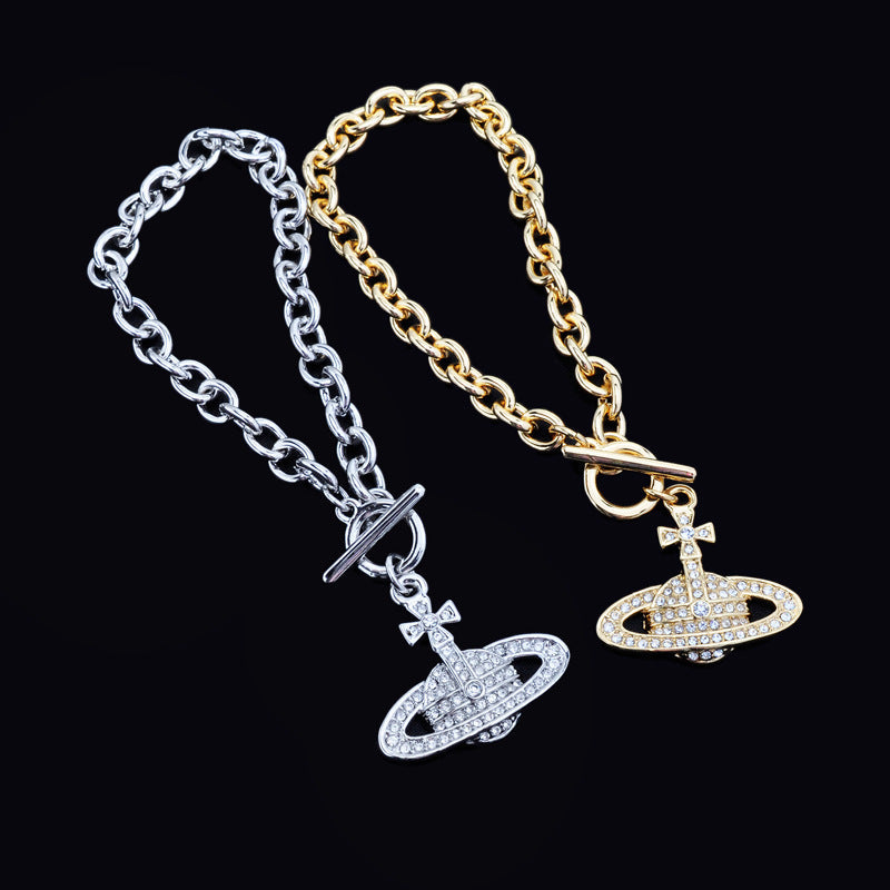 Vivienne Westwood OT buckle full diamond bracelet niche personality punk