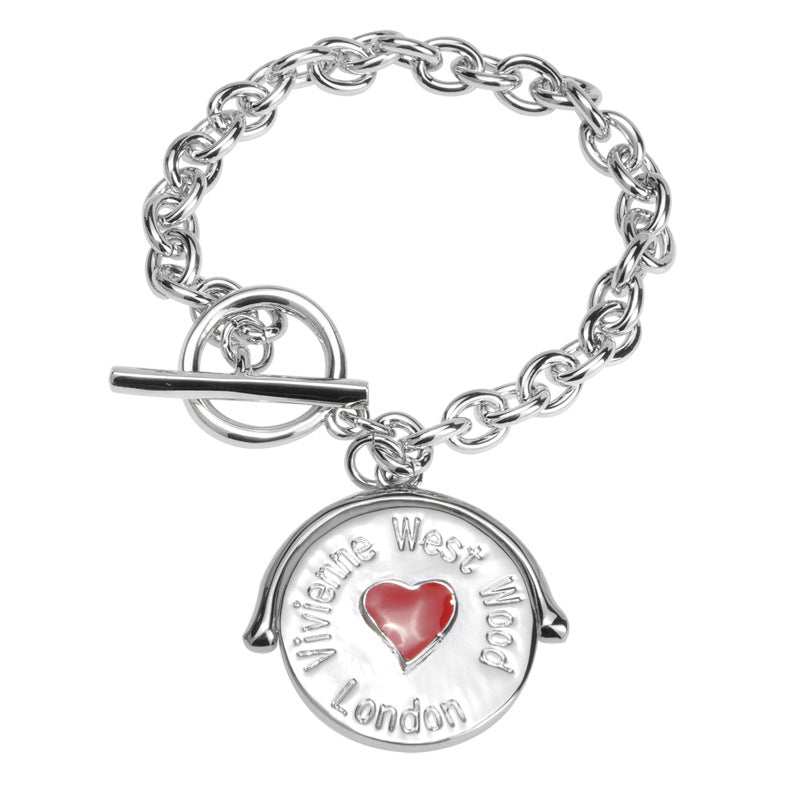 Vivienne Westwood red peach love round bracelet punk European and American