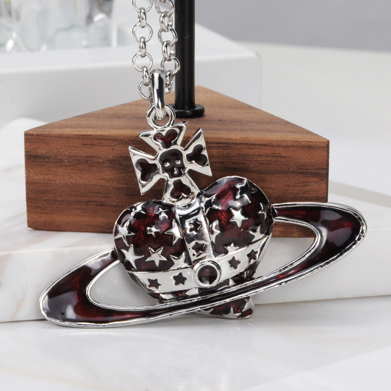 Vivienne Westwood color matching love pendant necklace temperament High sense