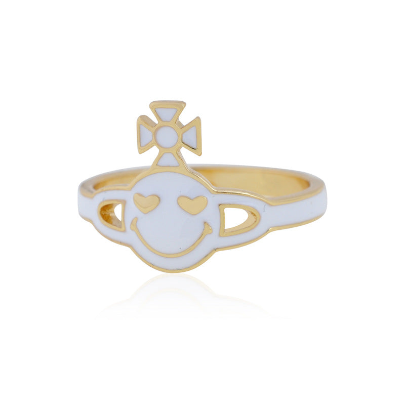 Vivienne Westwood love eye smiley ring simple style personalized opening adjustable