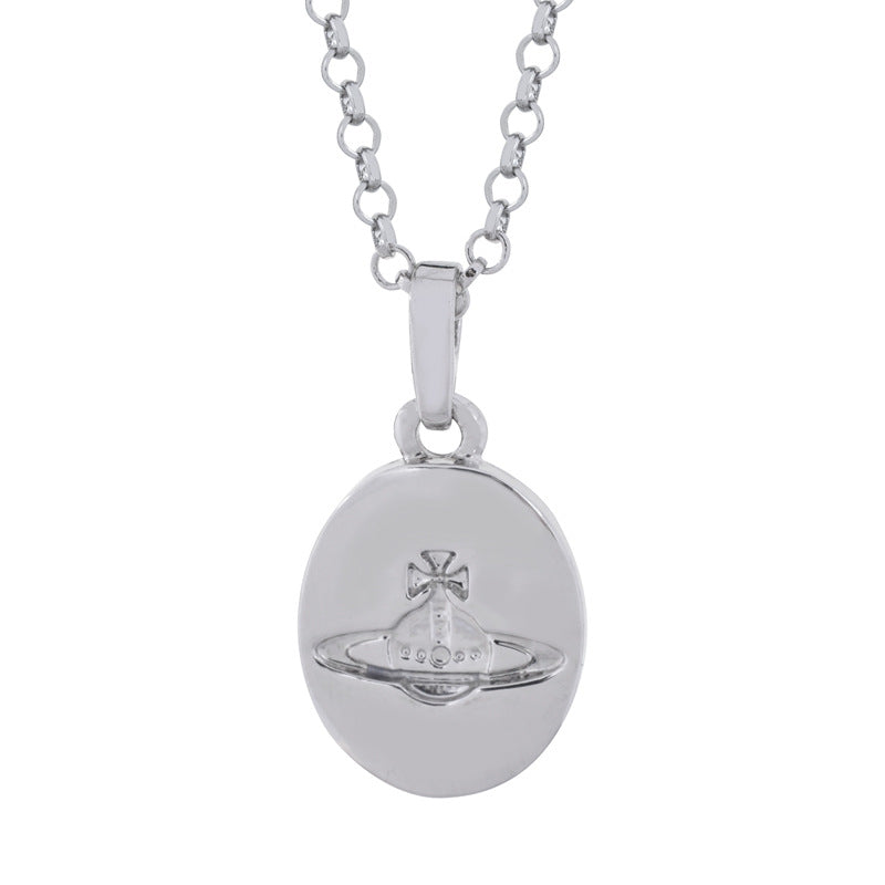 Vivienne Westwood LOGO round plate pendant necklace punk