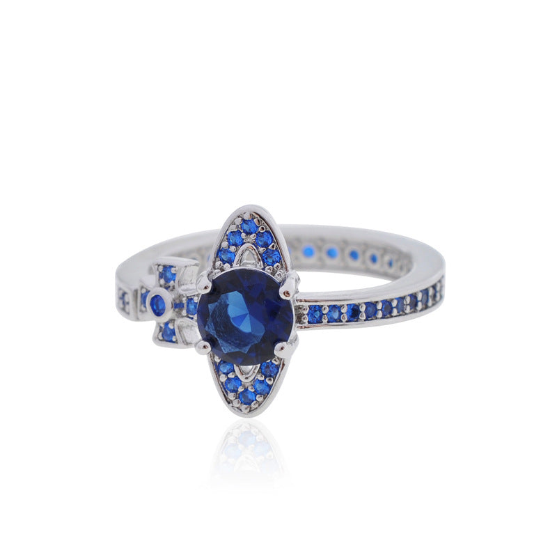 Vivienne Westwood full diamond orb ring personality ins style high sense all-matching