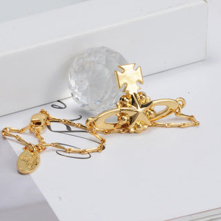 Vivienne Westwood gold-plated fire color five-pointed star bracelet European and American punk ins high sense