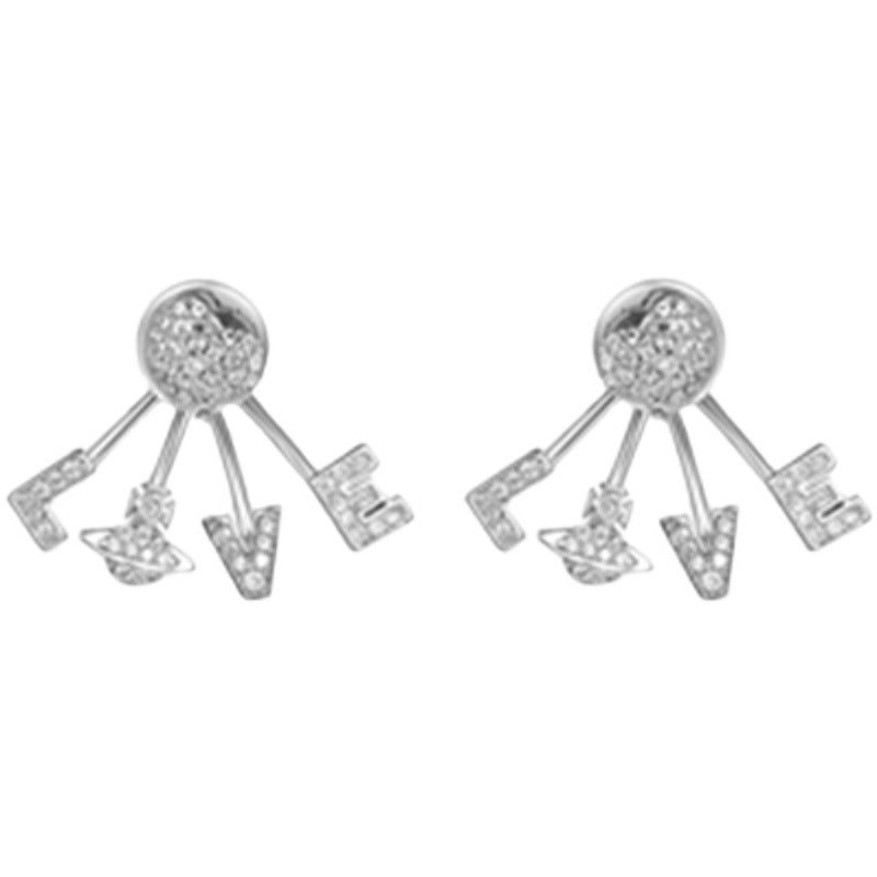 Vivienne Westwood LOVE full-jeweled stud earrings personality punk