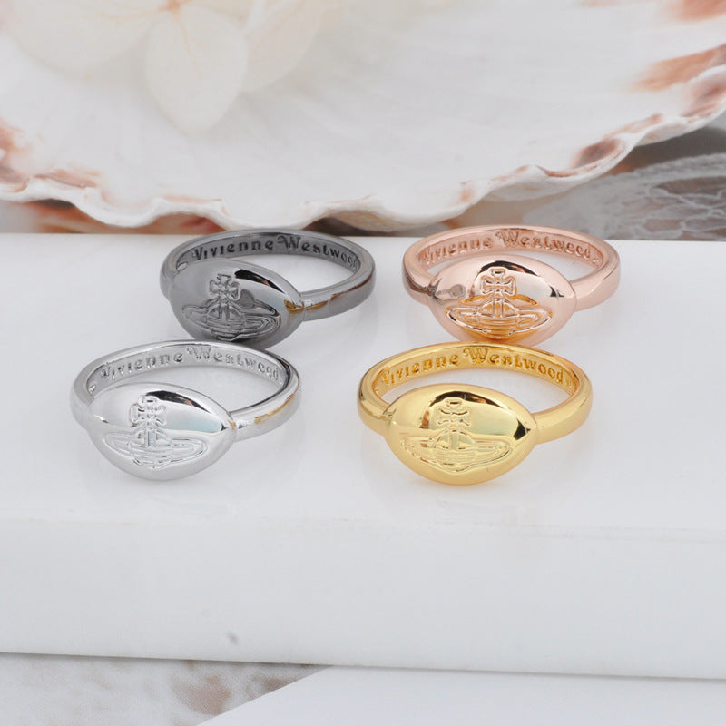 Vivienne Westwood European and American style punk simple engraving ring multi-color fashion