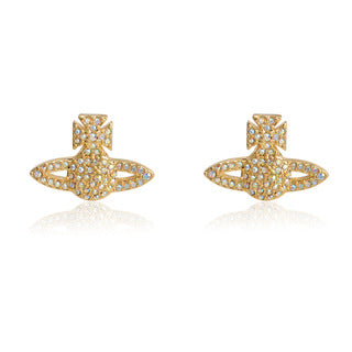 Vivienne Westwood small LOGO stud earrings full of diamonds exquisite