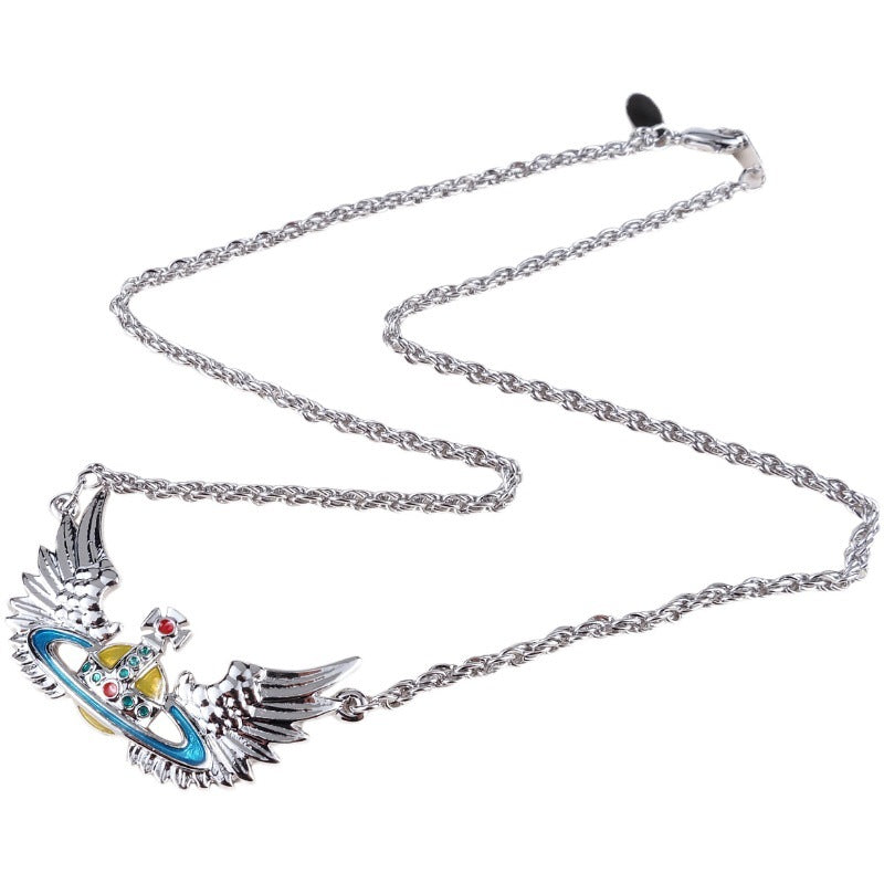 Vivienne Westwood wings painted pendant necklace European and American punk personality all-match