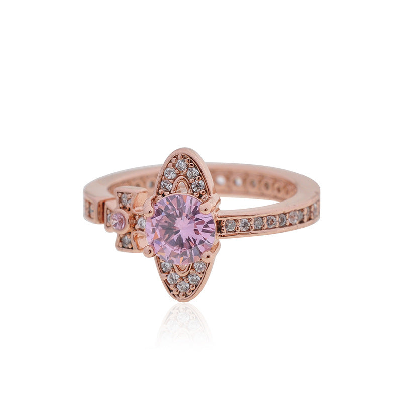 Vivienne Westwood full diamond orb ring personality ins style high sense all-matching