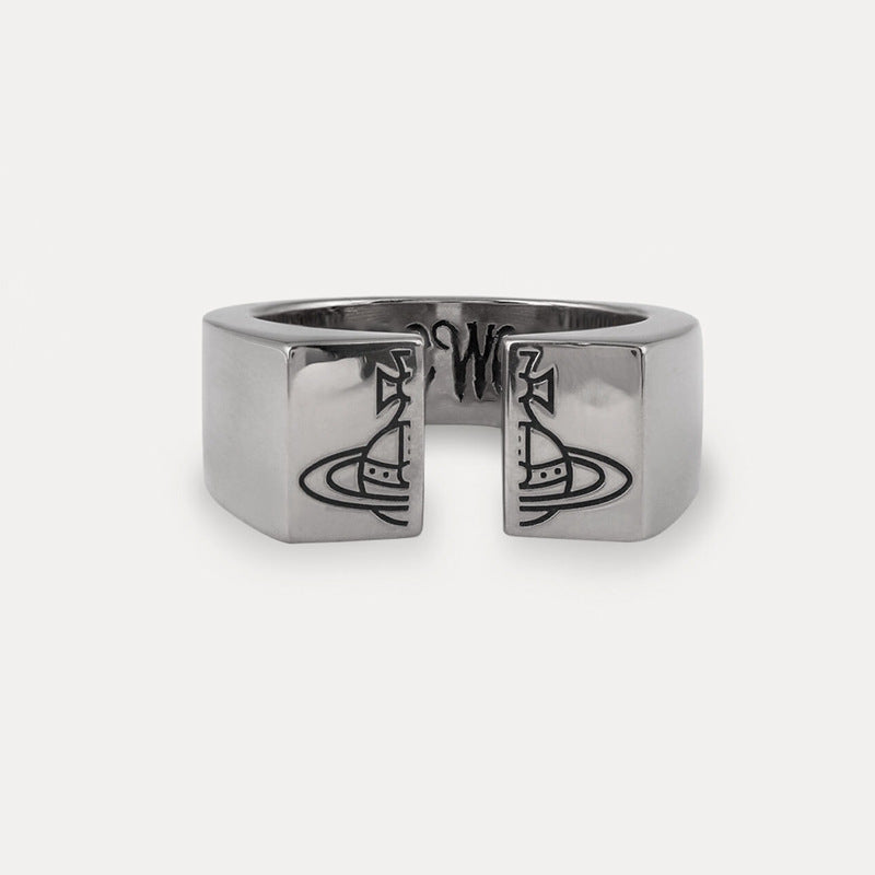 Vivienne Westwood open split ring black gold European and American personalized punk