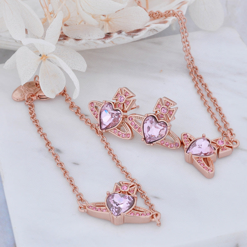 Vivienne Westwood loving heart zircon pendant necklace