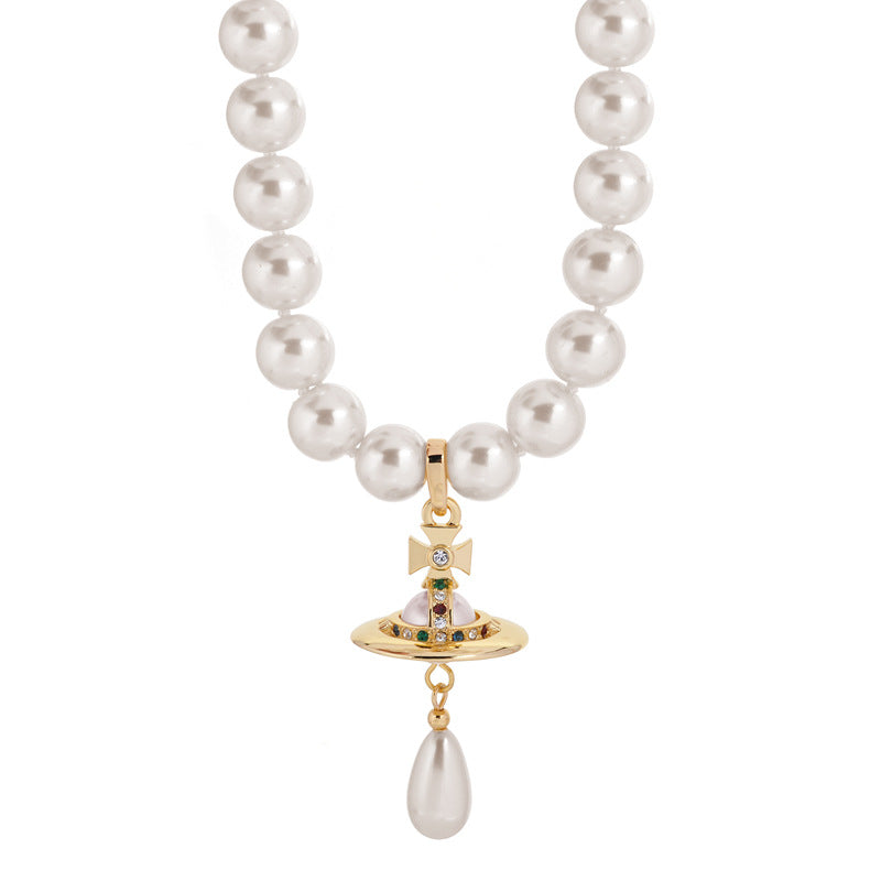 Vivienne Westwood water drop pearl necklace pendant exquisite advanced