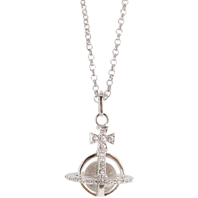 Vivienne Westwood Crystal three-dimensional pendant necklace