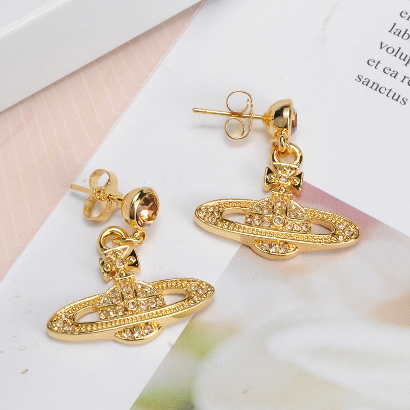 Vivienne Westwood full diamond classic orb eardrops