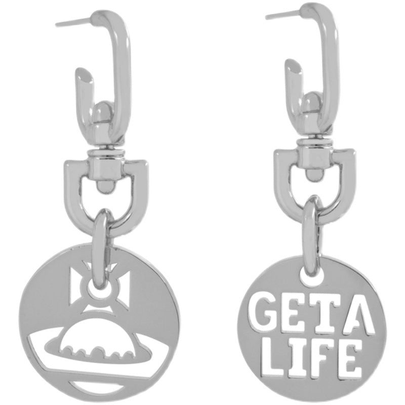 Vivienne Westwood hollow brand earrings personality European and American punk