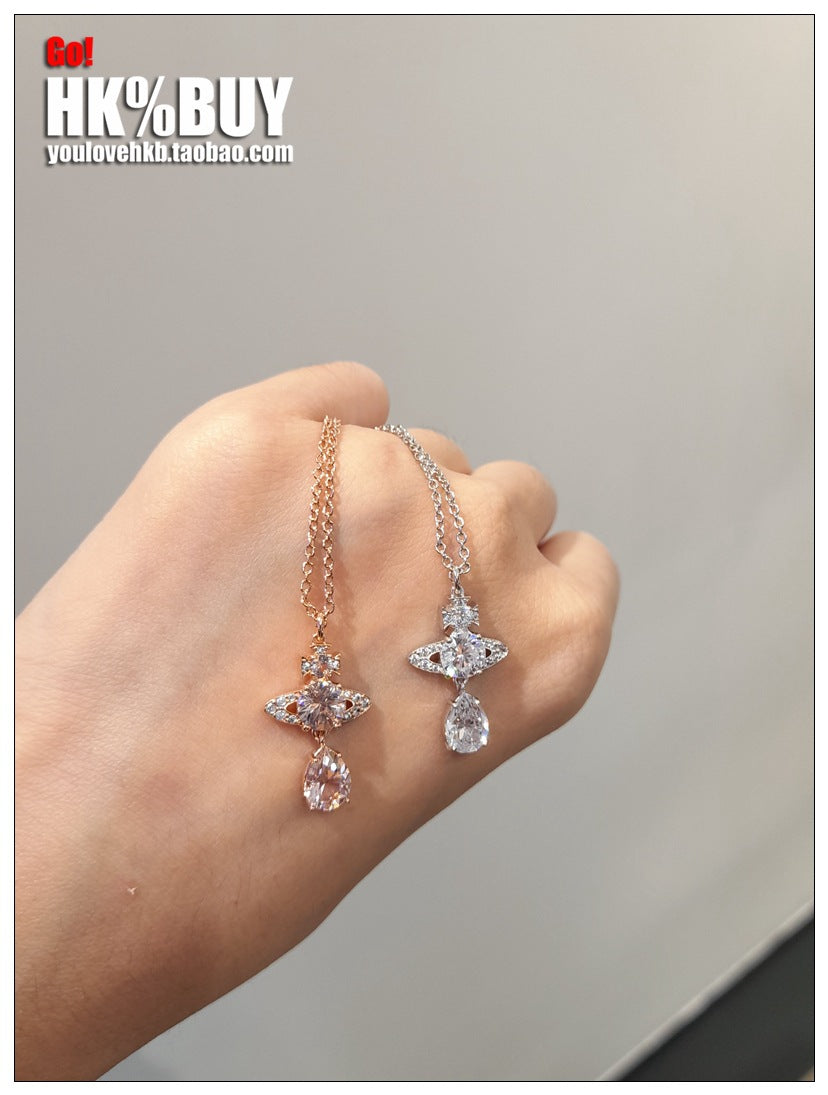 Vivienne Westwood new color matching big water drop pendant necklace for women