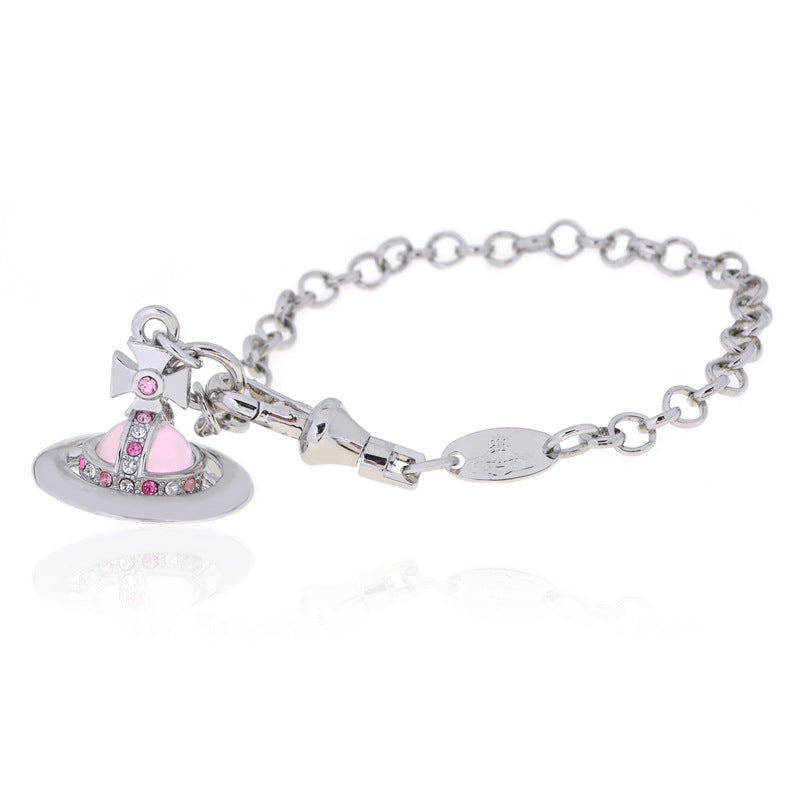 Vivienne Westwood 10MM lettering orb stereo glass beads Bracelet advanced sense