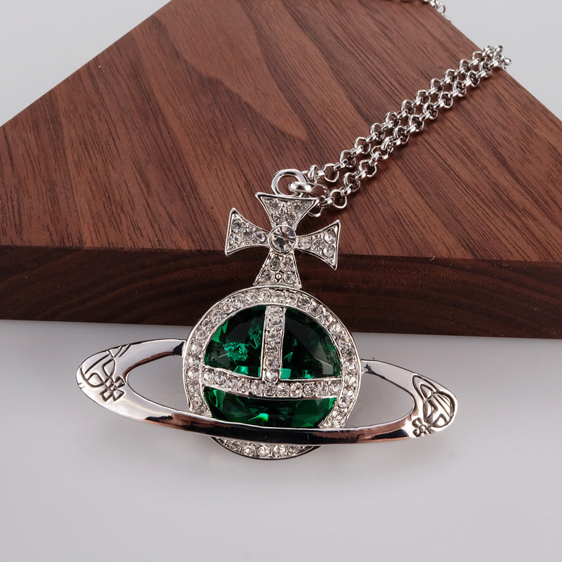 Vivienne Westwood shining big gem pendant necklace personalized European and American style