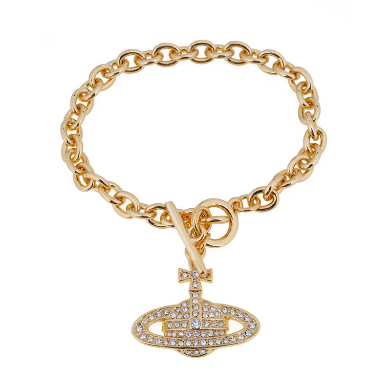 Vivienne Westwood OT buckle full diamond bracelet niche personality punk