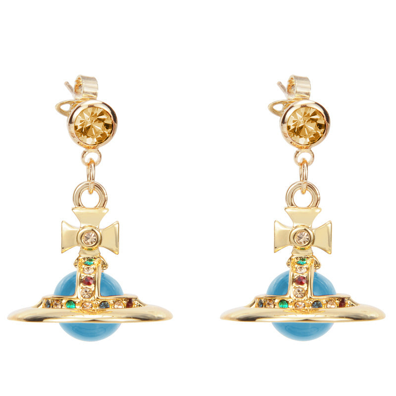 Vivienne Westwood 10MM lettering punk micro glass bead fashion earrings