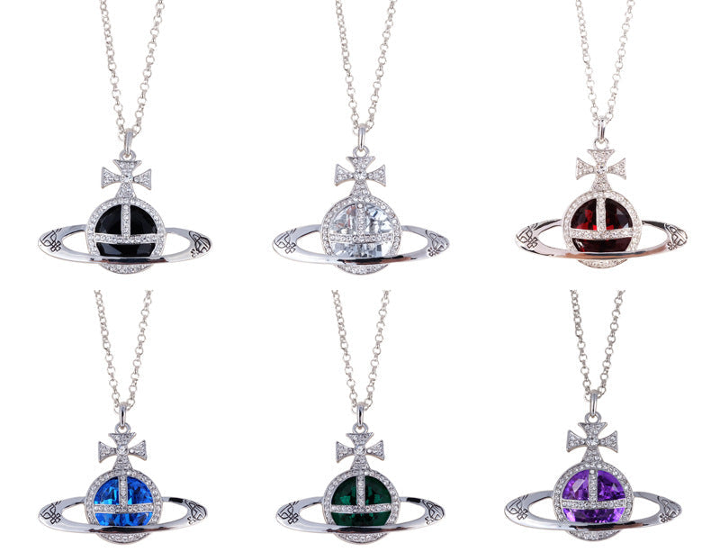 Vivienne Westwood shining big gem pendant necklace personalized European and American style