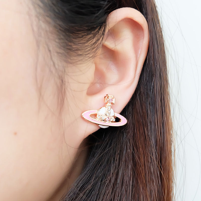 Vivienne Westwood two-color paint stud earrings punk light luxury earrings