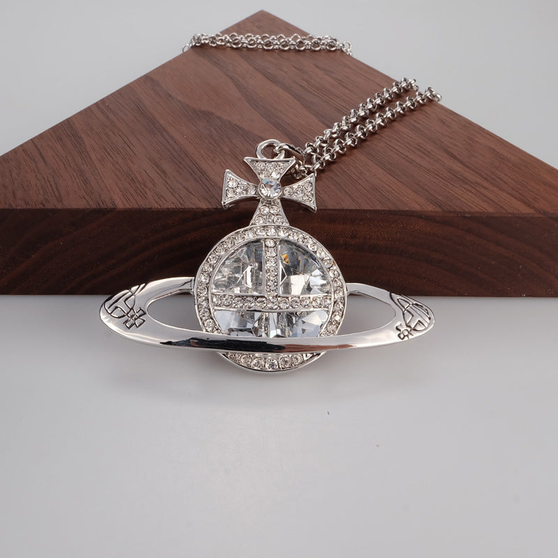 Vivienne Westwood shining big gem pendant necklace personalized European and American style