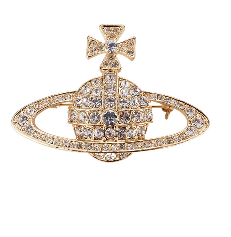Vivienne Westwood full diamond orb shape temperament brooch