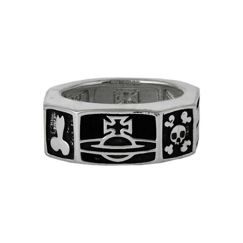 Vivienne Westwood bone love screw ring personality European and American punk