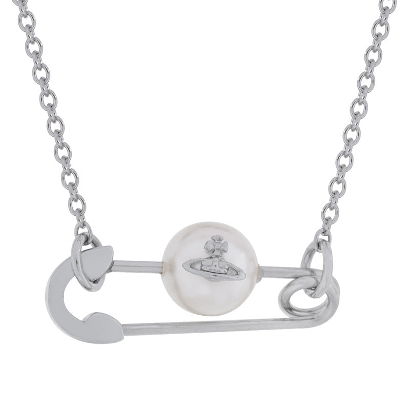 Vivienne Westwood pin pearl pendant necklace minority simple