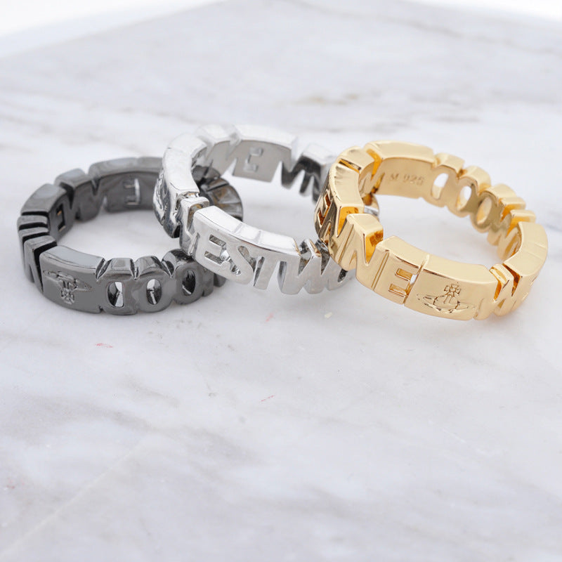 Vivienne Westwood hollow ring personality couple punk all-match