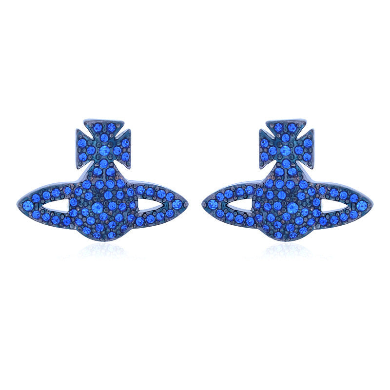 Vivienne Westwood small LOGO stud earrings full of diamonds exquisite